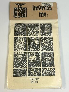 Impress Me Shells Design Unmounted Rubber Stamps Block vintage 1996